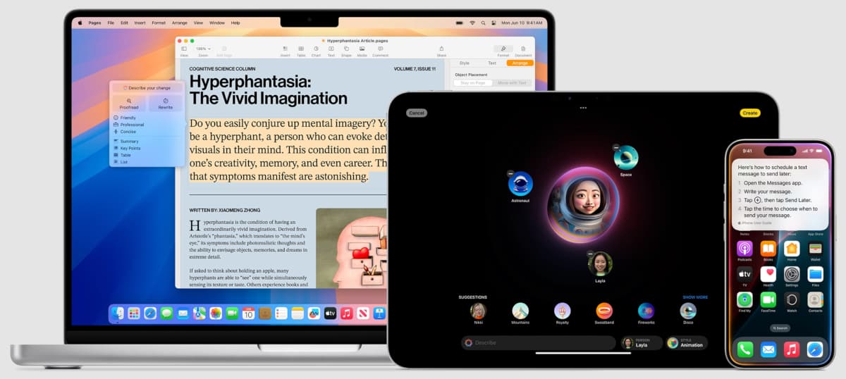 Apple products showing AI services. Source: Apple.