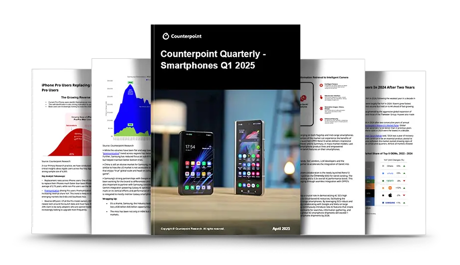 Pages of Counterpoint’s Quarterly Smartphone White Paper for Q1 2025