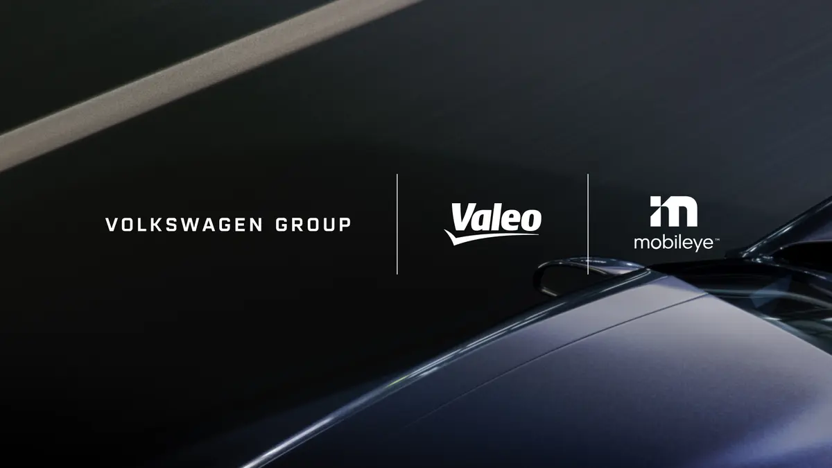 Brands Volkswagen Group and Valeo's collaboration announcement with Mobileye from their press release