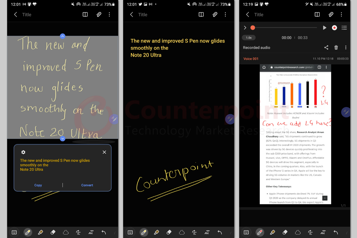 counterpoint samsung notes handwriting recognition