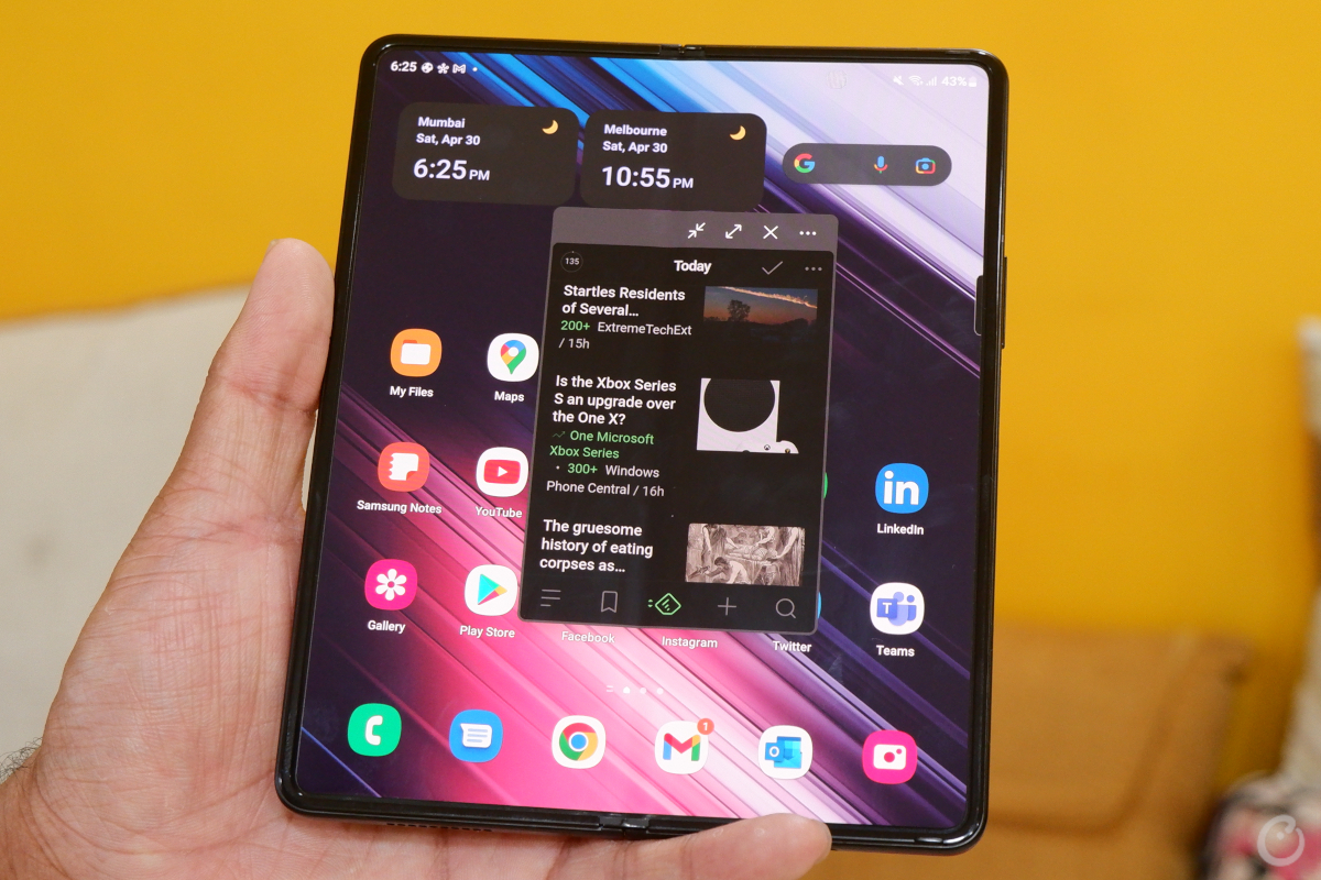 counterpoint samsung galaxy z fold 3 review pop-up view
