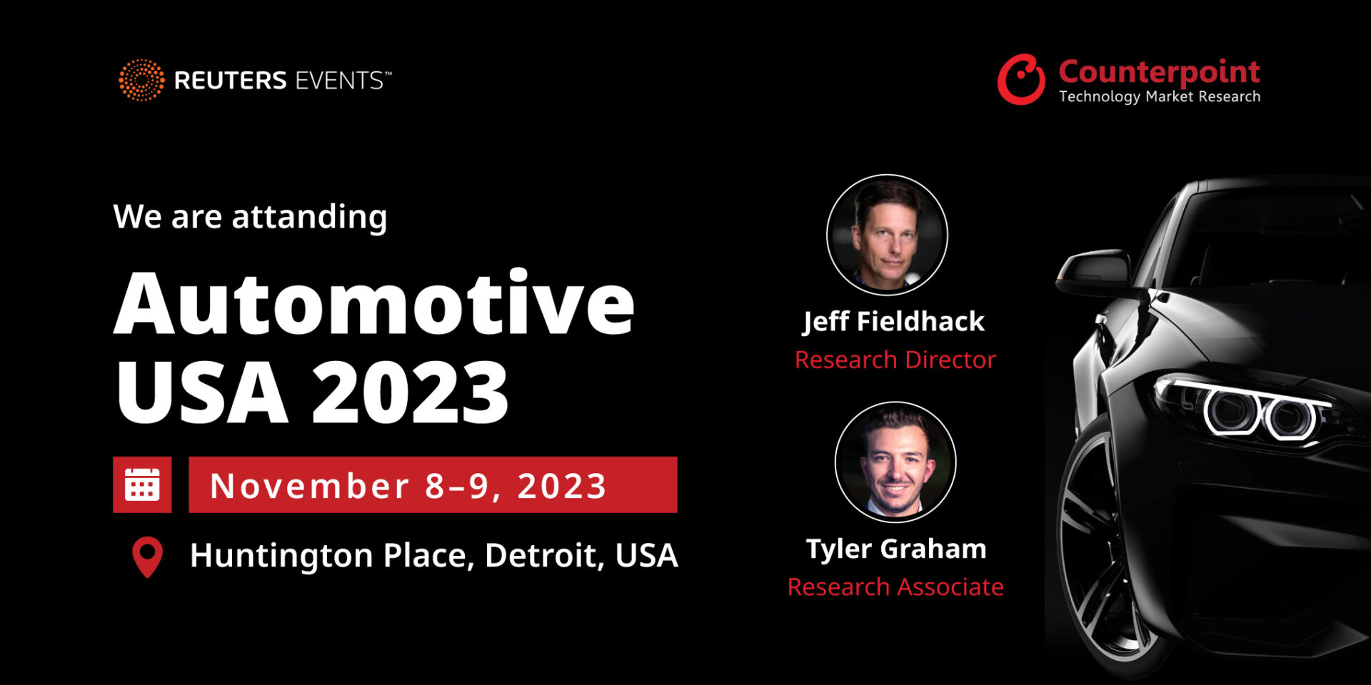 Announcement Poster for Counterpoint Research attending Automotive USA 2023